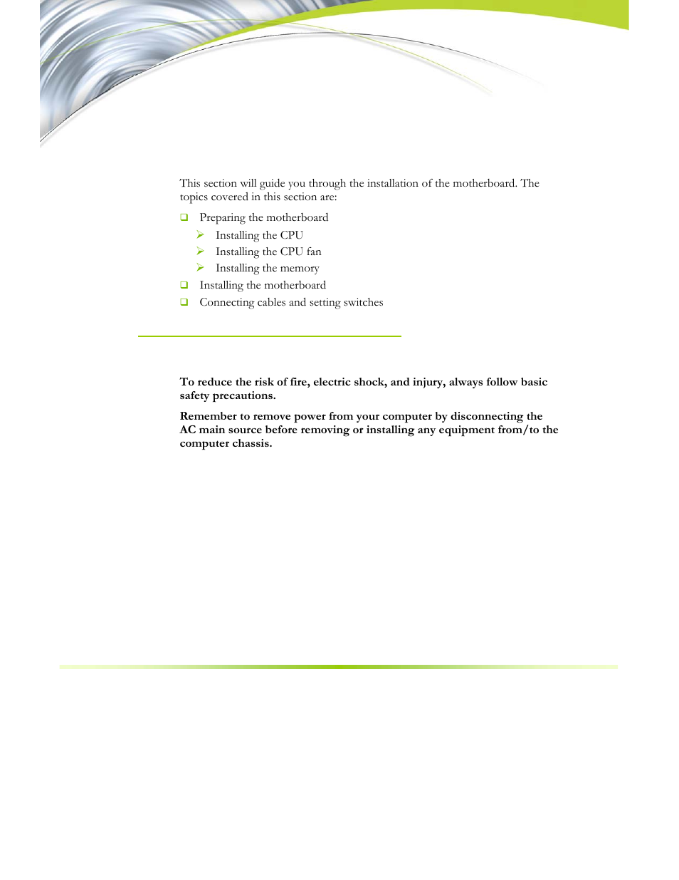 Hardware installation, Safety instructions | EVGA NFORCE 680I SLI 122-CK-NF68-XX User Manual | Page 64 / 170