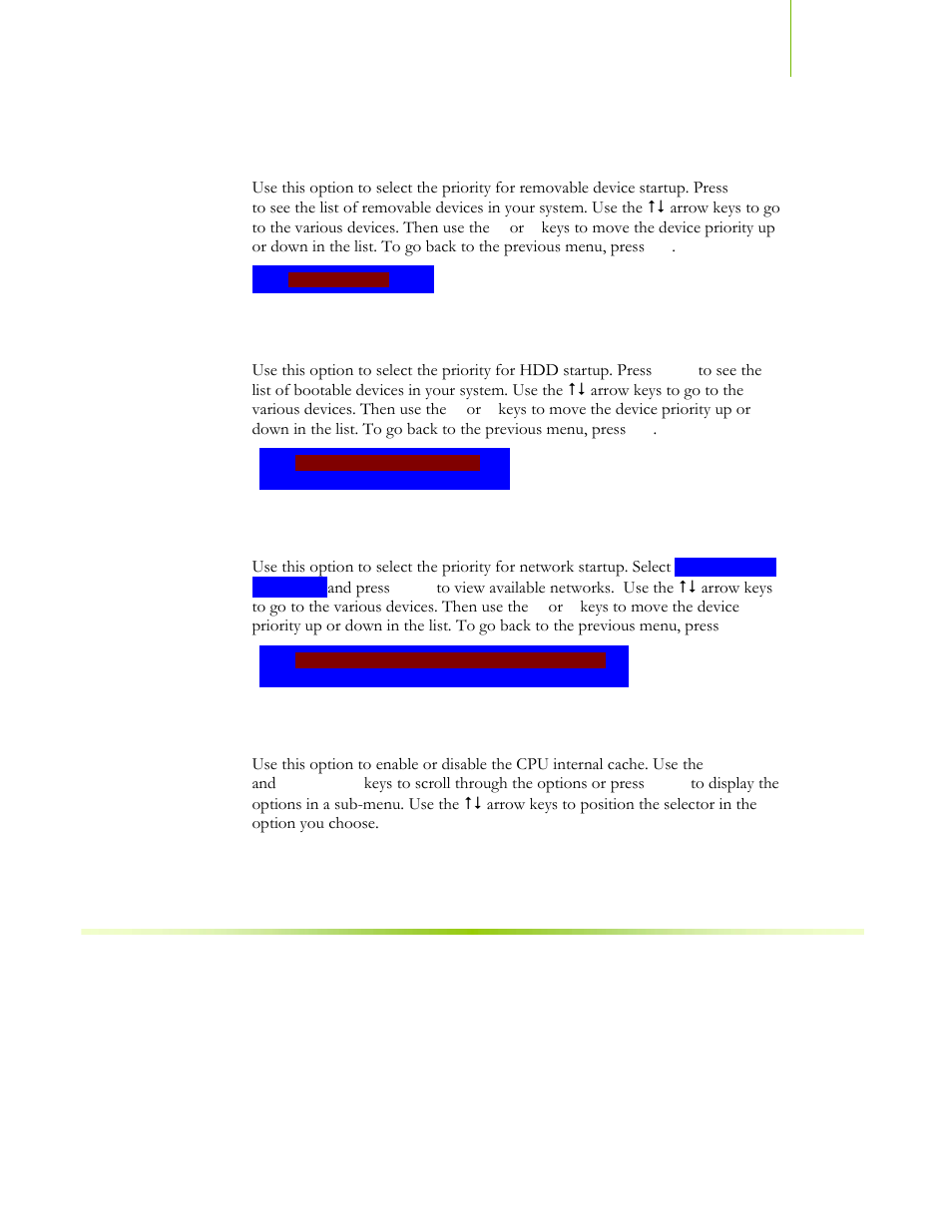 Removable device priority, Hard disk boot priority, Network boot priority | Cpu internal cache | EVGA NFORCE 680I SLI 122-CK-NF68-XX User Manual | Page 90 / 170