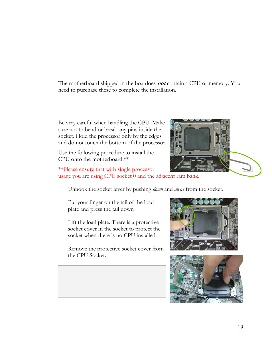 Installing the cpu, Preparing the motherboard | EVGA Classified SR-2 User Manual | Page 19 / 73