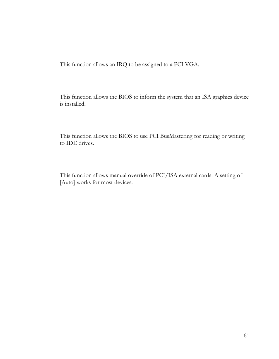 Allocate irq to pci vga, Palette snooping, Pci ide busmaster | Offboard pci/isa ide card | EVGA Classified SR-2 User Manual | Page 61 / 73