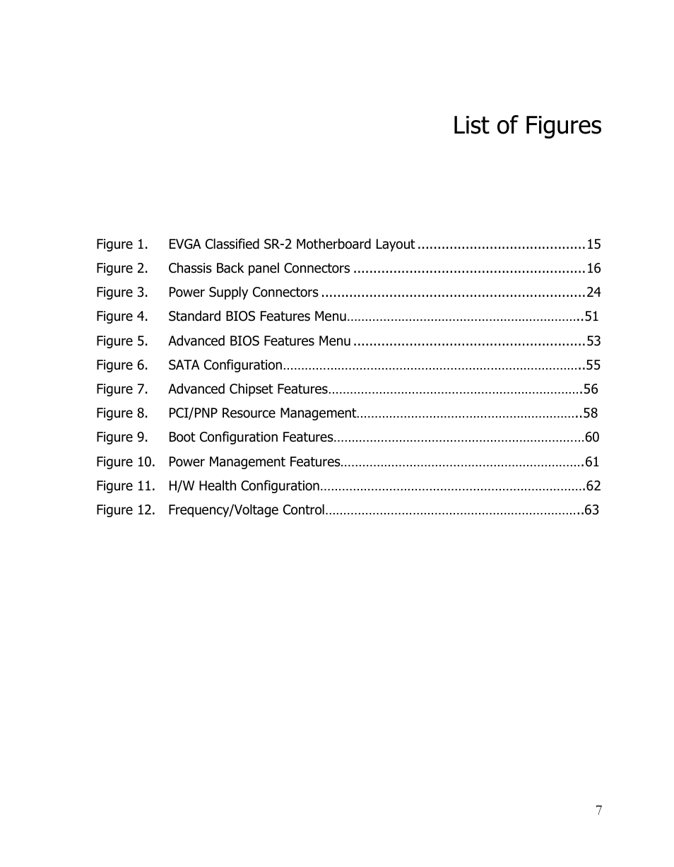 List of figures | EVGA Classified SR-2 User Manual | Page 7 / 73