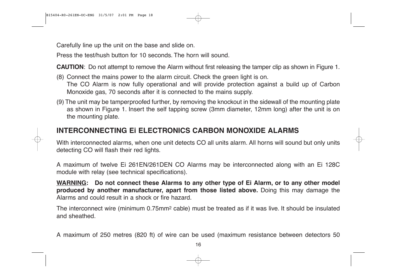 Ei Electronics Ei 261EN User Manual | Page 18 / 32