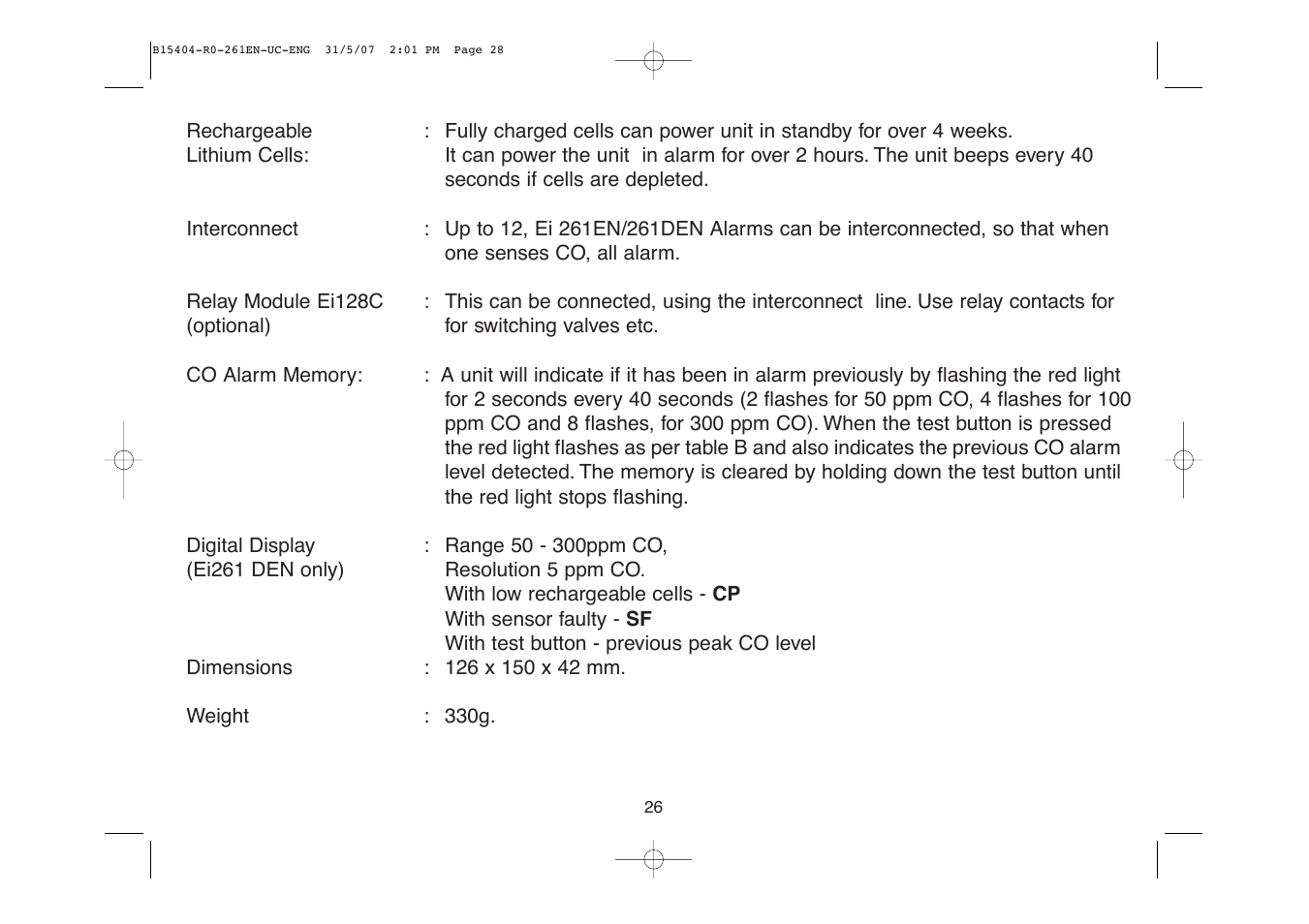 Ei Electronics Ei 261EN User Manual | Page 28 / 32