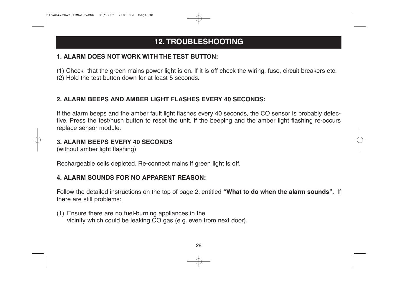 Troubleshooting | Ei Electronics Ei 261EN User Manual | Page 30 / 32