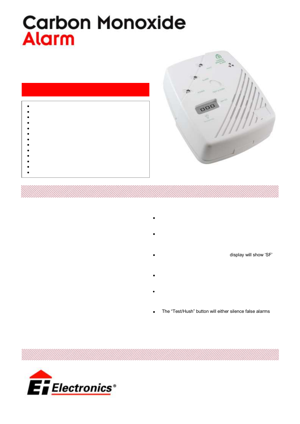 Ei Electronics Carbon Monoxide Alarm Ei206D User Manual | 2 pages