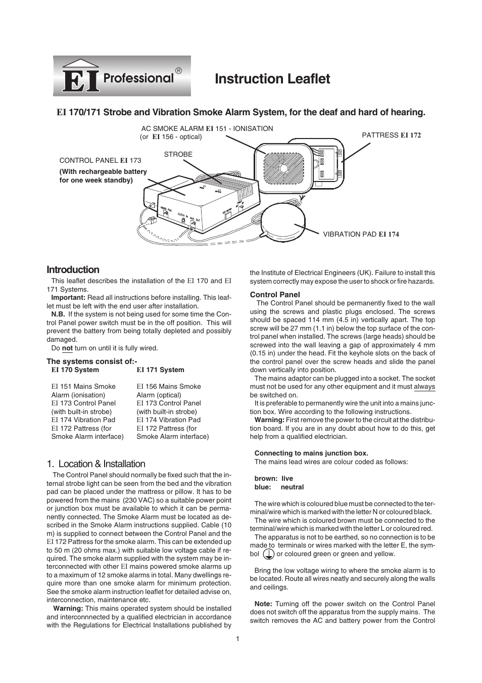 Ei Electronics EI 170 User Manual | 3 pages