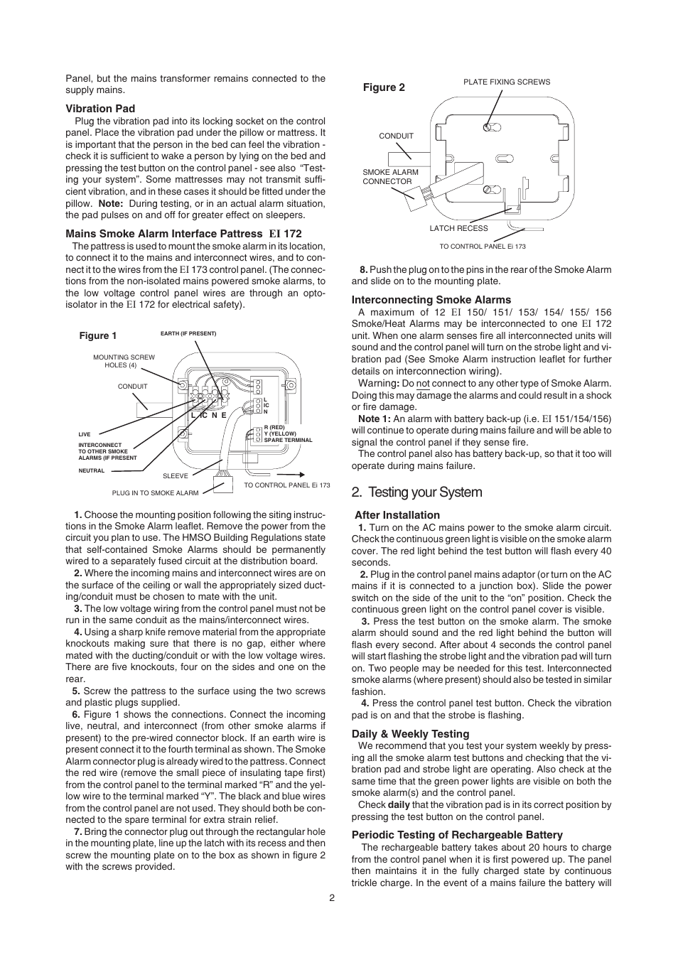 Testing your system | Ei Electronics EI 170 User Manual | Page 2 / 3