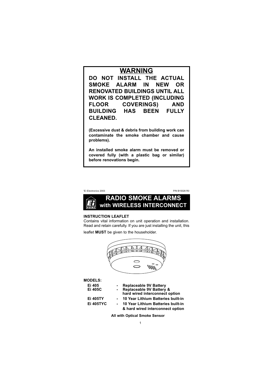 Ei Electronics Ei 405TYC User Manual | 24 pages