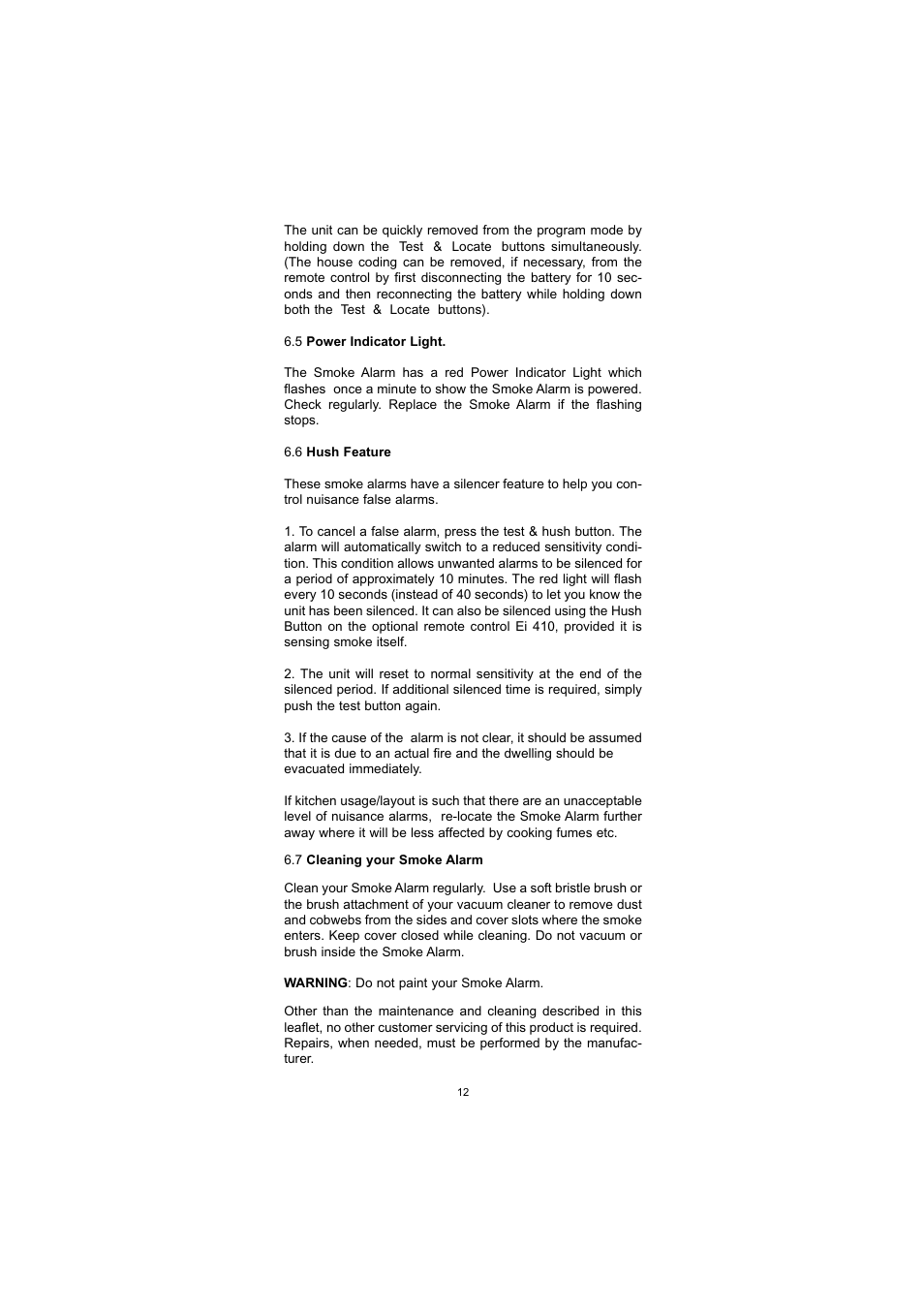 Ei Electronics Ei 405TYC User Manual | Page 12 / 24