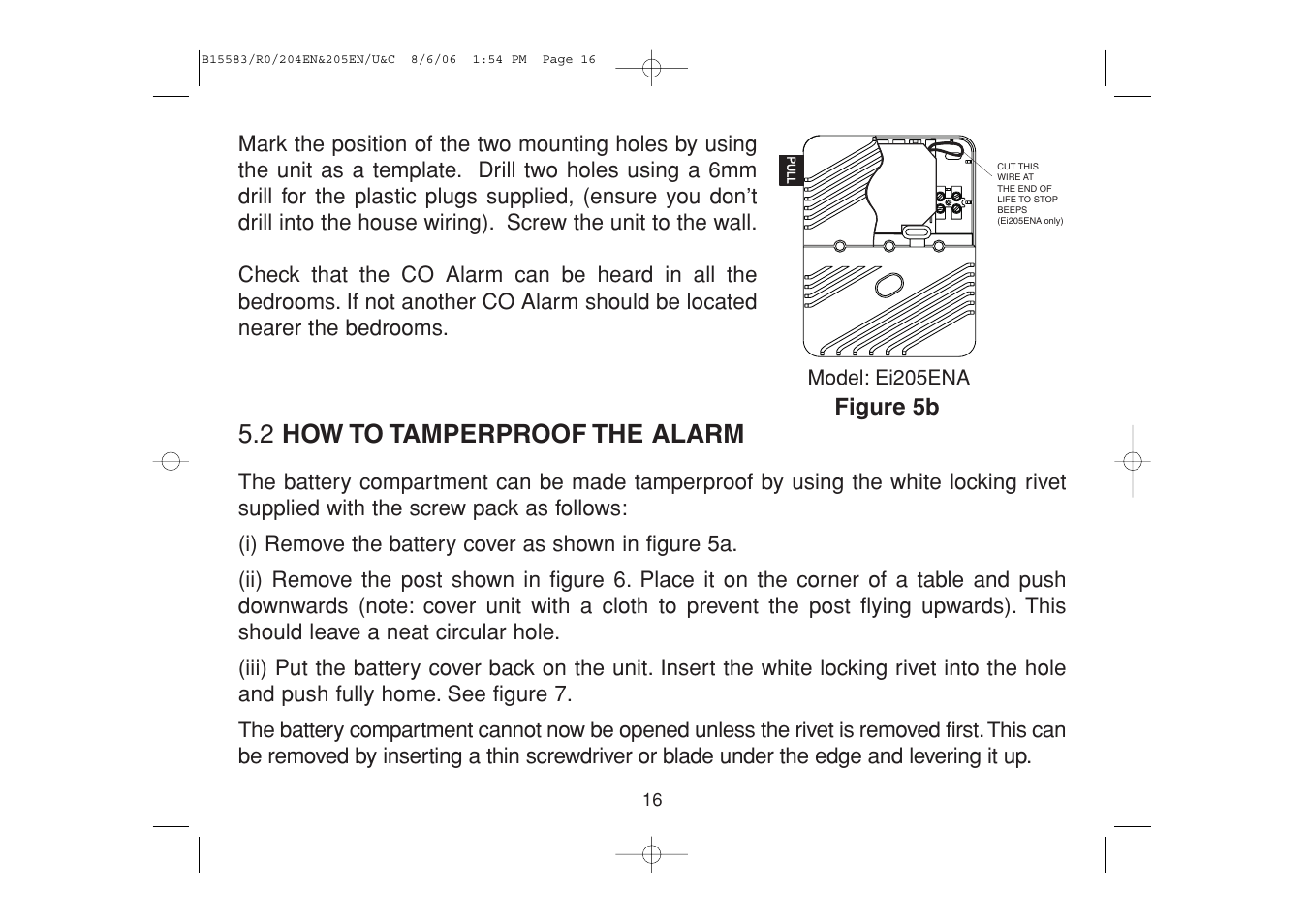 2 how to tamperproof the alarm | Ei Electronics Carbon Monoxide Alarm Ei 205ENA User Manual | Page 16 / 32