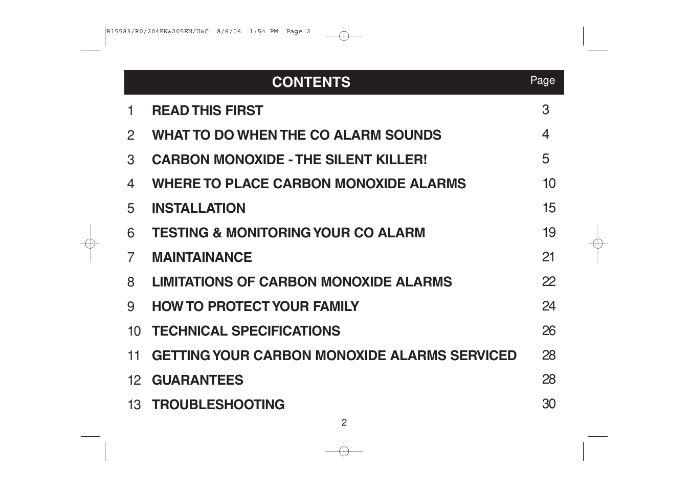 Ei Electronics Carbon Monoxide Alarm Ei 205ENA User Manual | Page 2 / 32