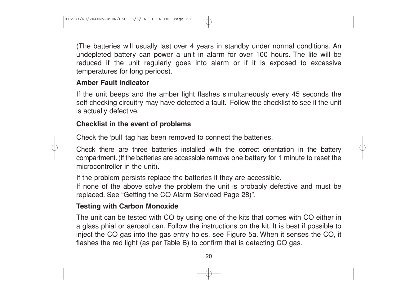 Ei Electronics Carbon Monoxide Alarm Ei 205ENA User Manual | Page 20 / 32