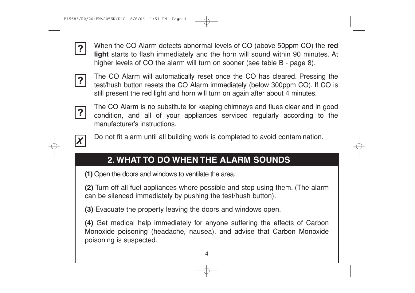 Ei Electronics Carbon Monoxide Alarm Ei 205ENA User Manual | Page 4 / 32