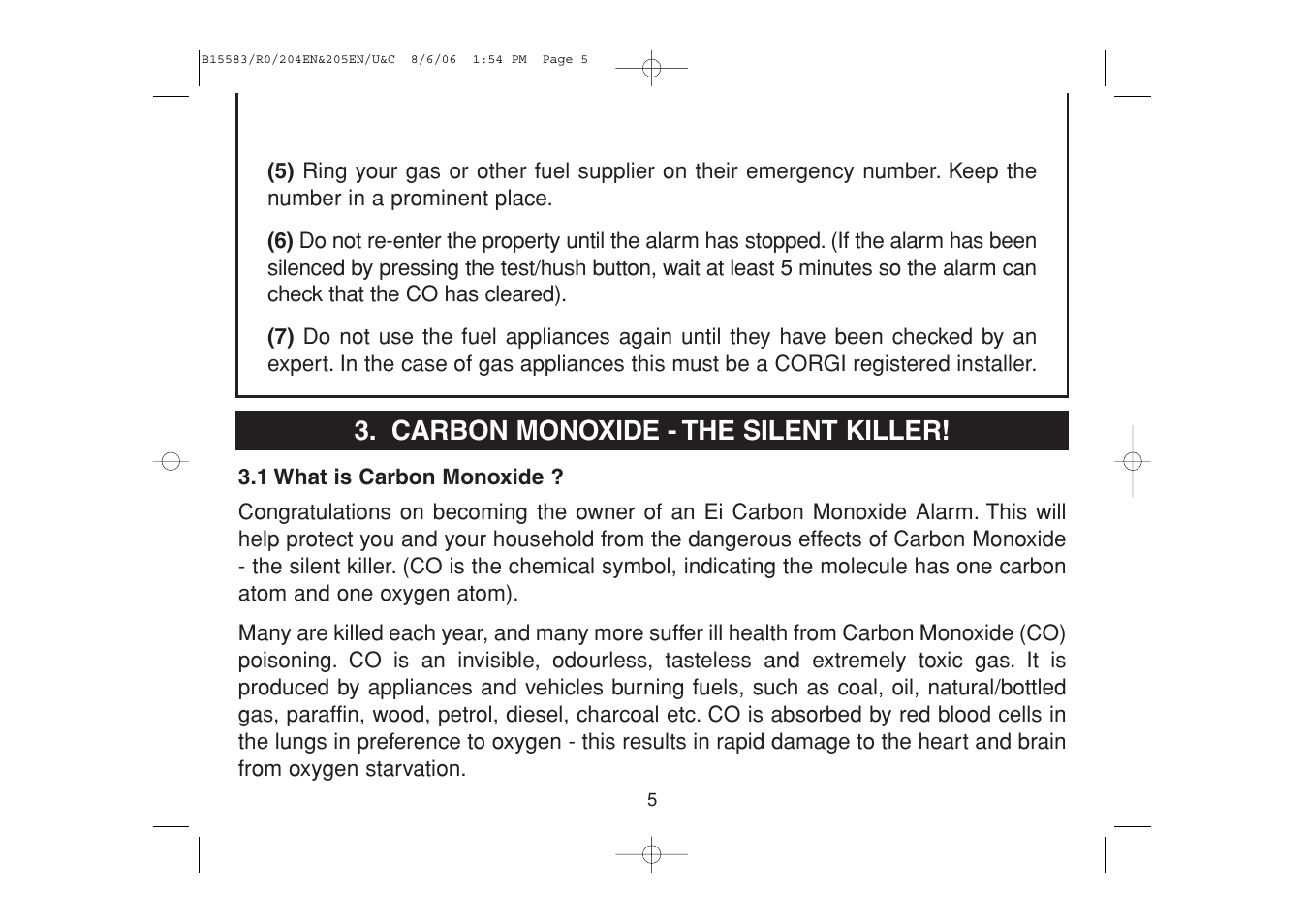 Carbon monoxide - the silent killer | Ei Electronics Carbon Monoxide Alarm Ei 205ENA User Manual | Page 5 / 32