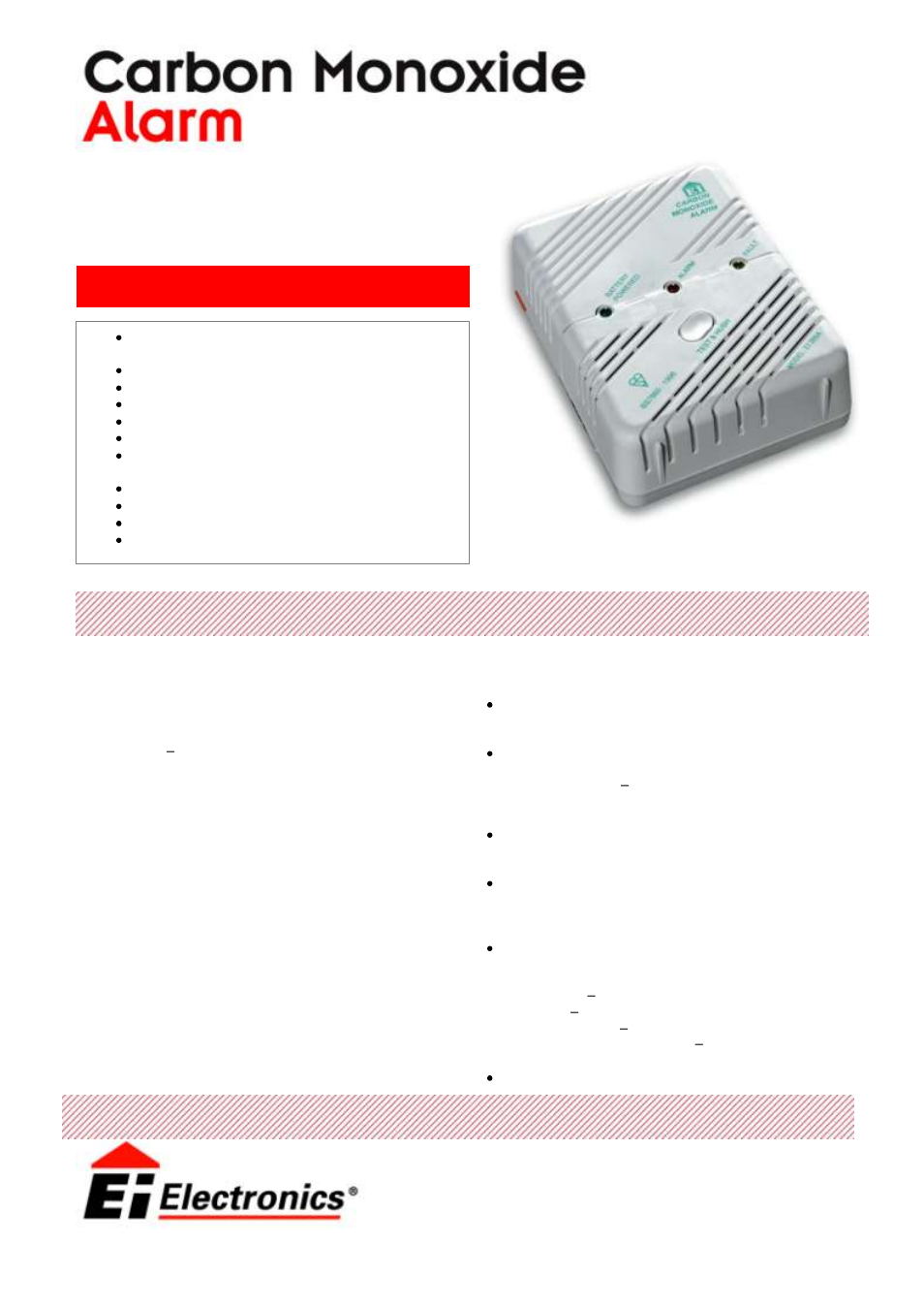 Ei Electronics Carbon Monoxide Alarm Ei 205EN User Manual | 2 pages