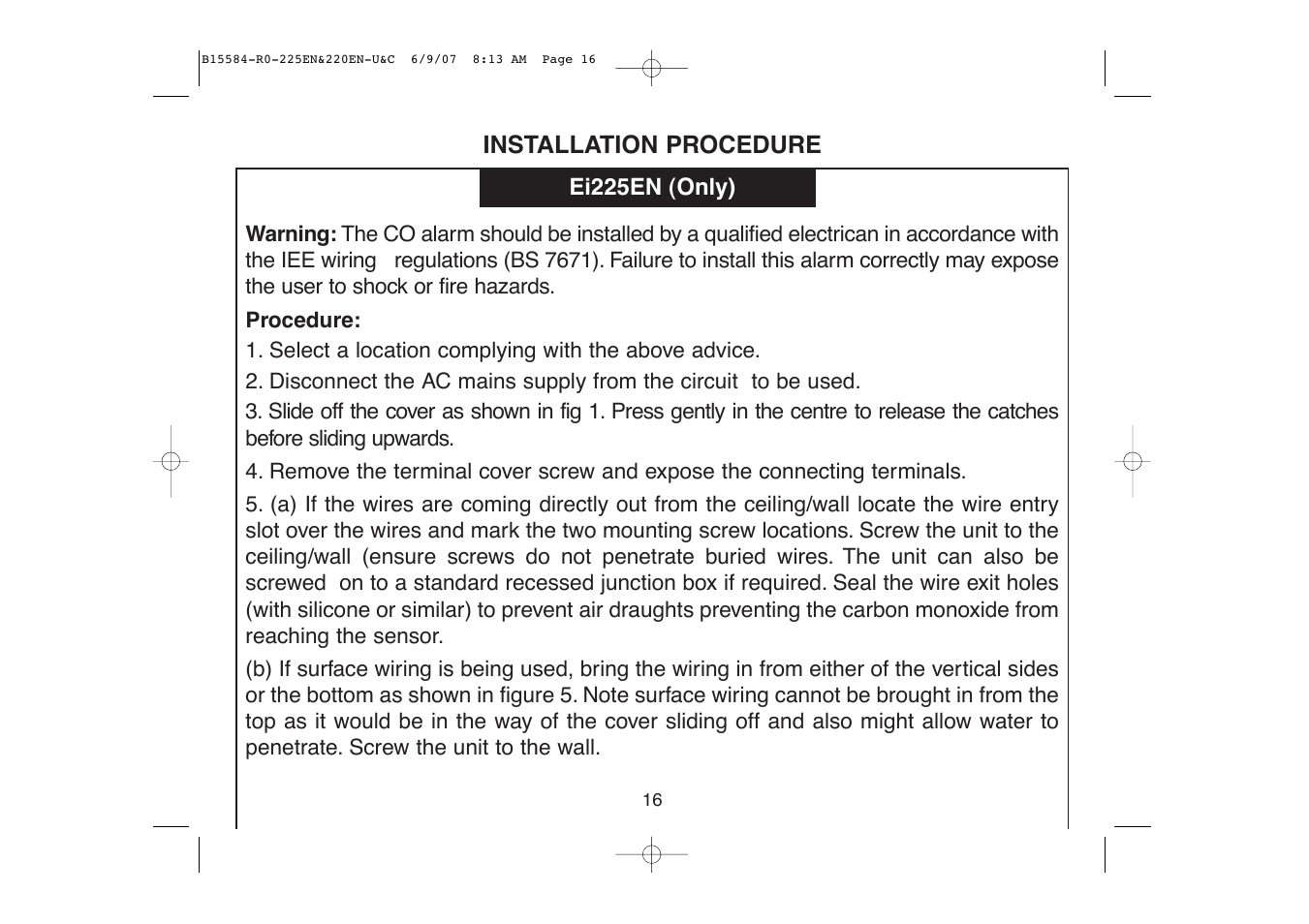 Ei Electronics Carbon Monoxide Alarm Ei220EN User Manual | Page 16 / 32