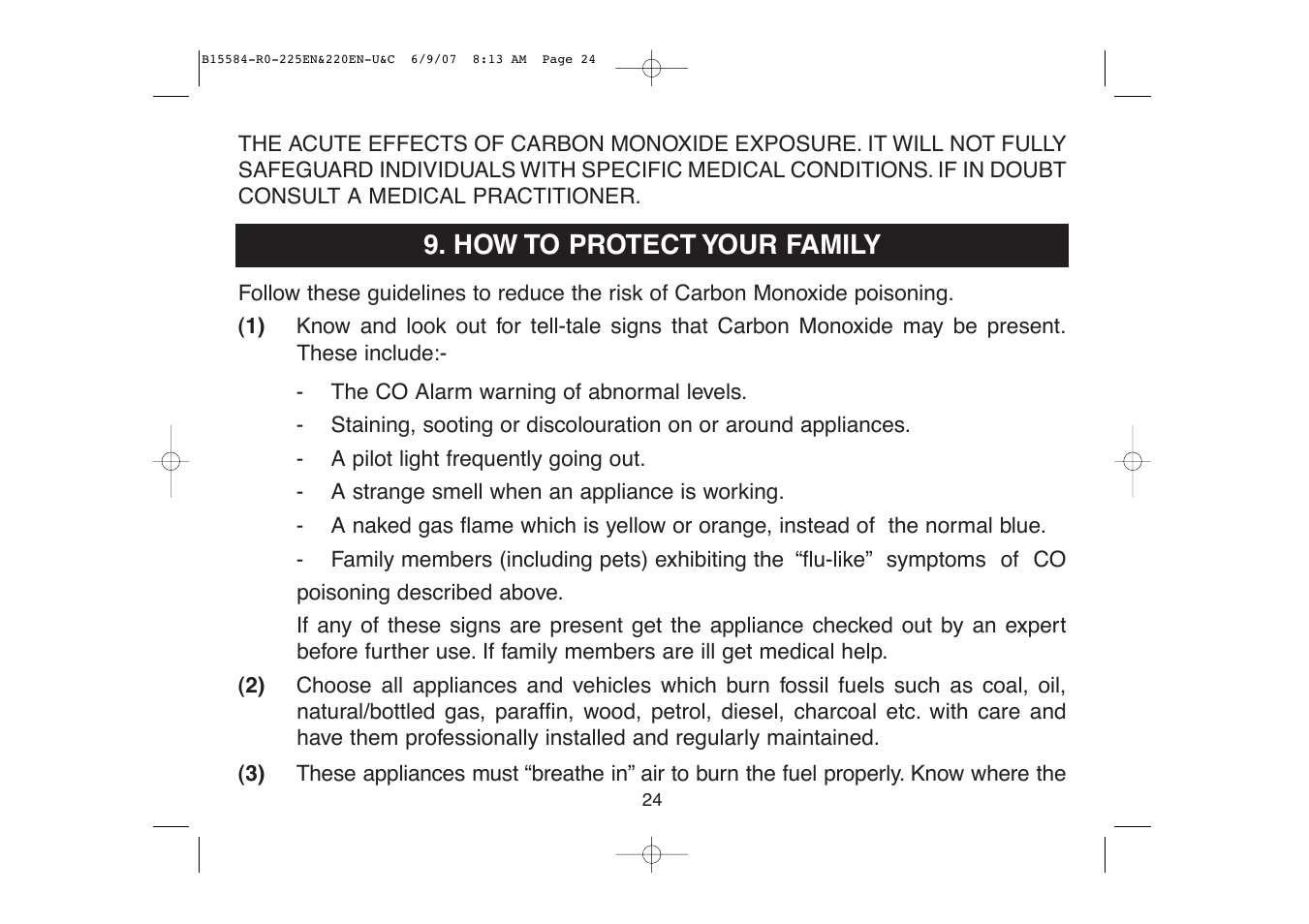 How to protect your family | Ei Electronics Carbon Monoxide Alarm Ei220EN User Manual | Page 24 / 32