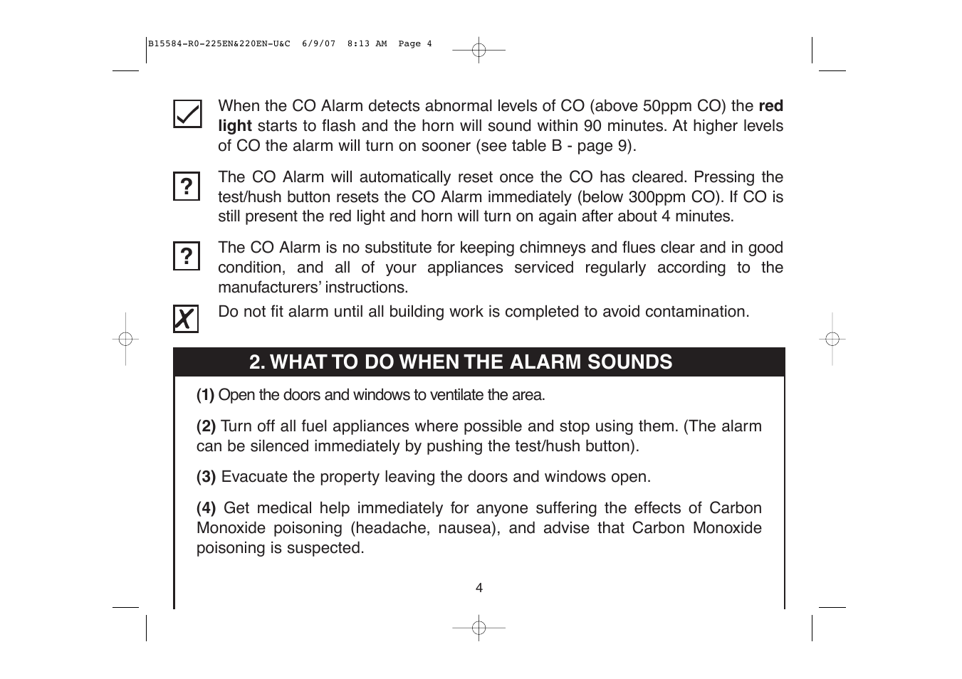 Ei Electronics Carbon Monoxide Alarm Ei220EN User Manual | Page 4 / 32