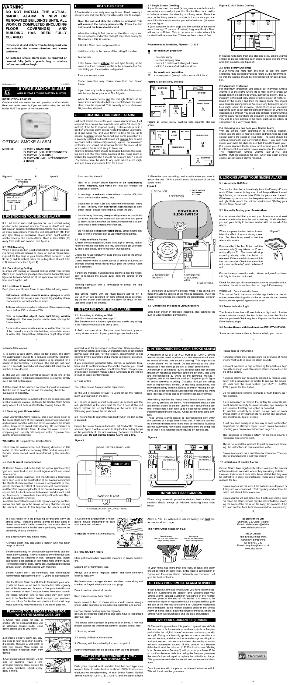 Ei Electronics Ei3105TYCH User Manual | 1 page