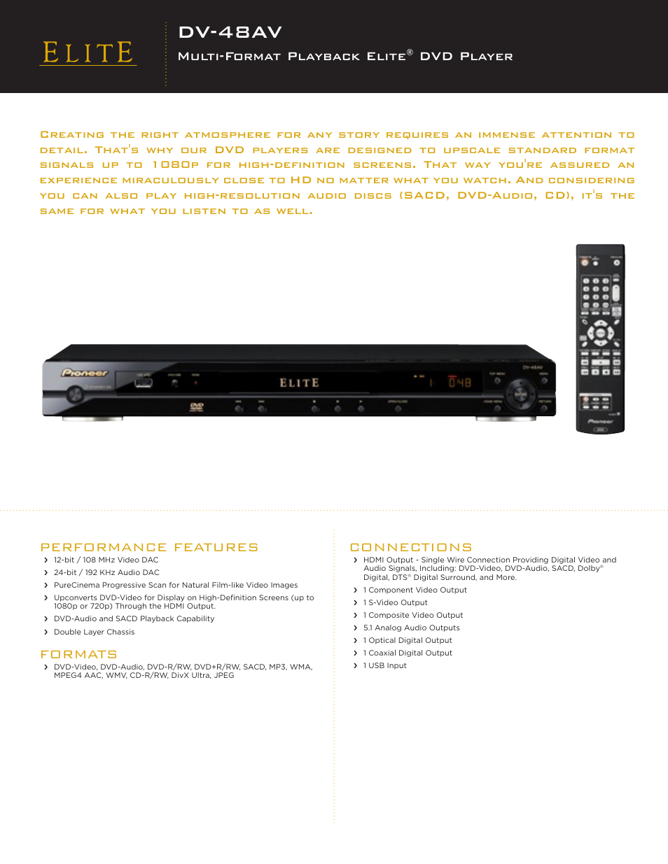 Elite DV-48AV User Manual | 2 pages