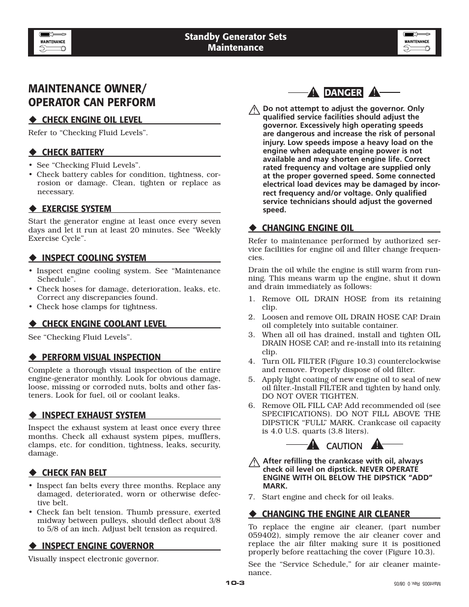 Maintenance owner/ operator can perform | Elite 005212-0 User Manual | Page 18 / 52