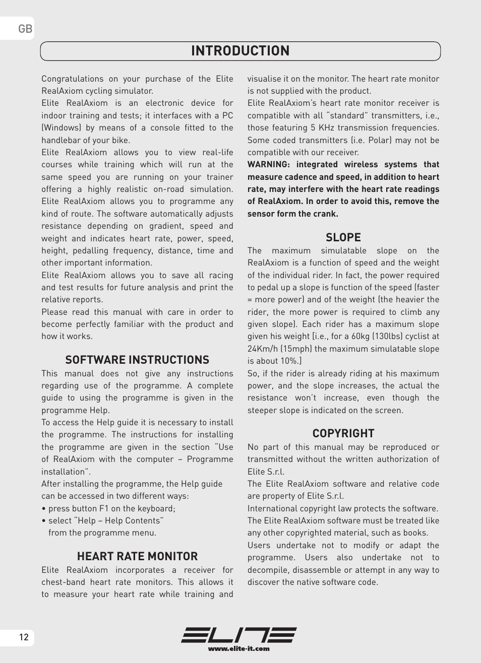 Introduction | Elite Real AXIOM User Manual | Page 12 / 56