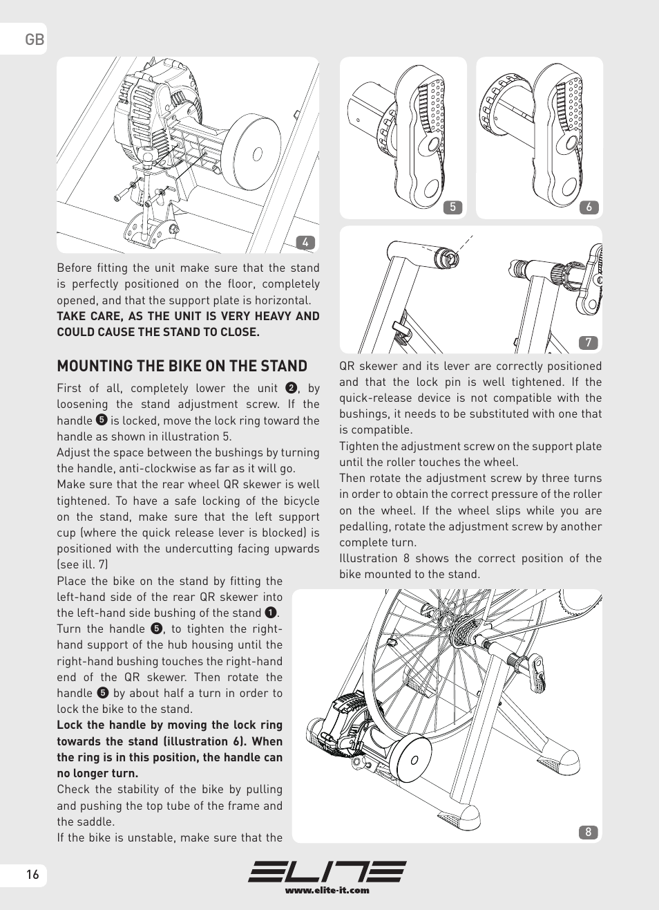 Mounting the bike on the stand | Elite Real AXIOM User Manual | Page 16 / 56