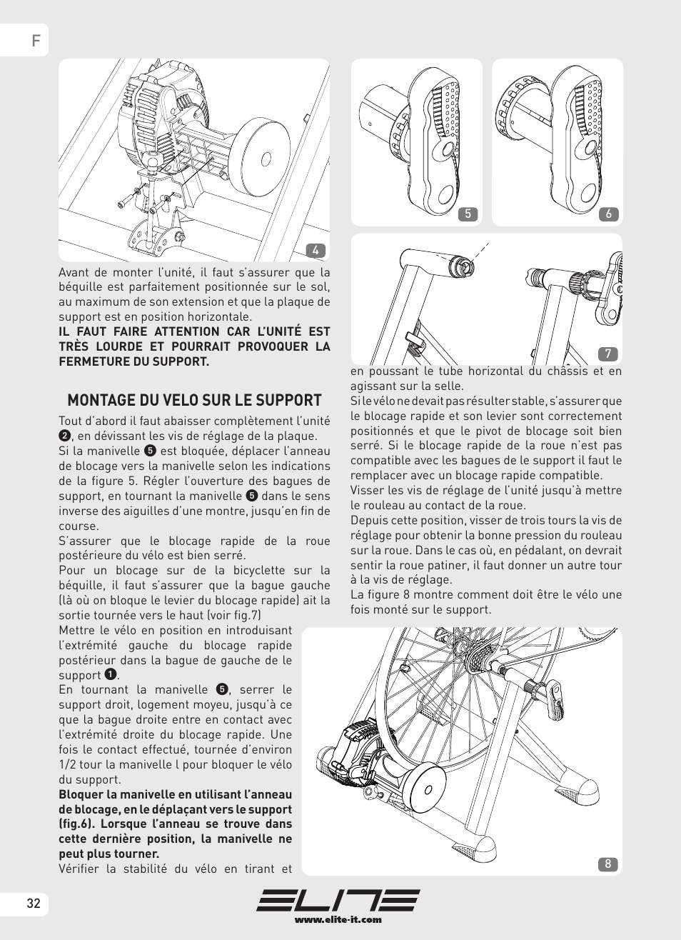 Montage du velo sur le support | Elite Real AXIOM User Manual | Page 32 / 56