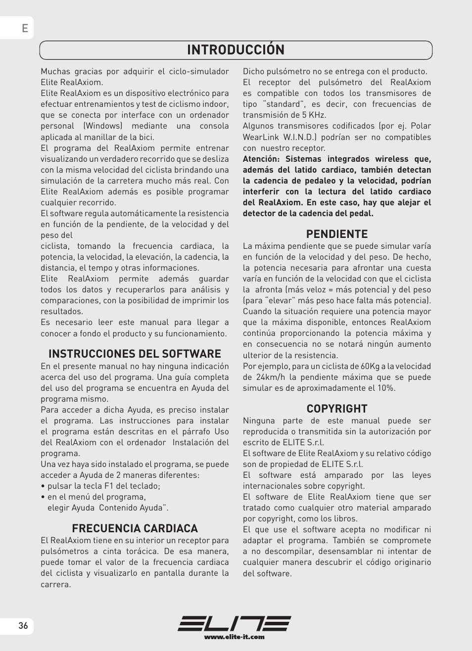 Introducción | Elite Real AXIOM User Manual | Page 36 / 56