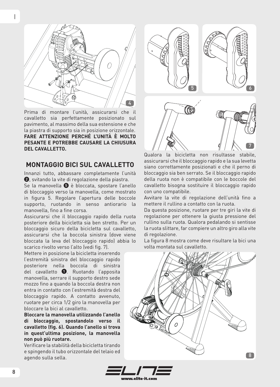 Montaggio bici sul cavalletto | Elite Real AXIOM User Manual | Page 8 / 56