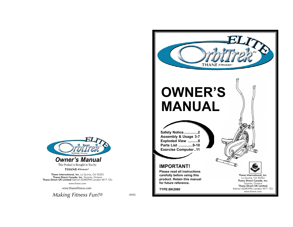 Elite BK2080 User Manual | 7 pages