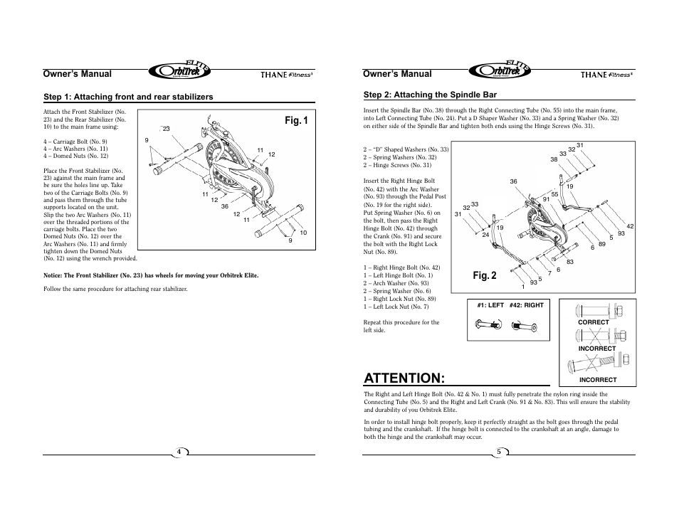 Attention, Fig. 1, Fig. 2 | Owner’s manual | Elite BK2080 User Manual | Page 3 / 7