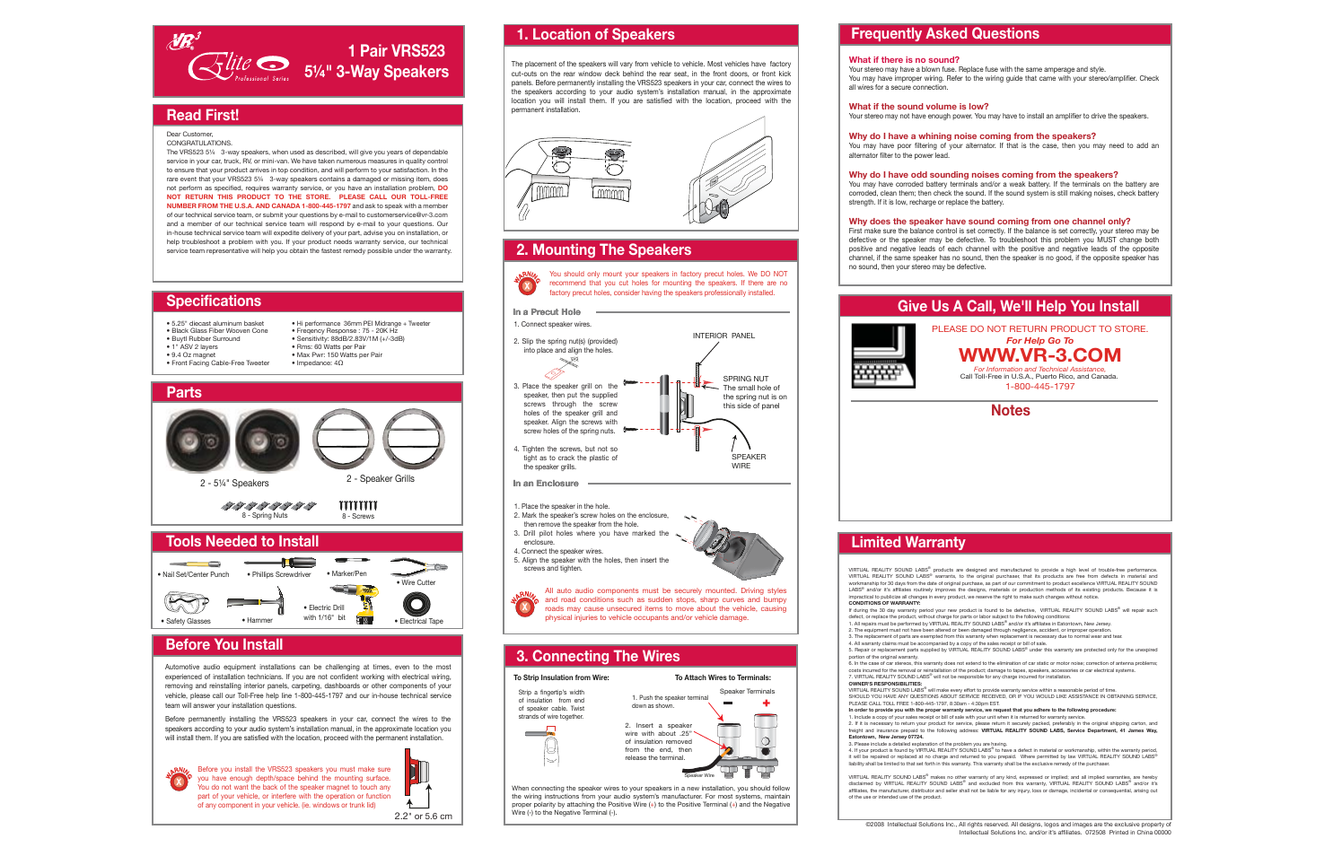 Elite VRS523 User Manual | 1 page