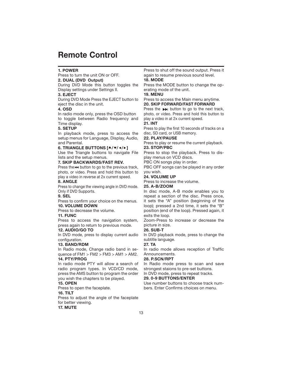 Remote control | Elite VRVD640G User Manual | Page 13 / 68