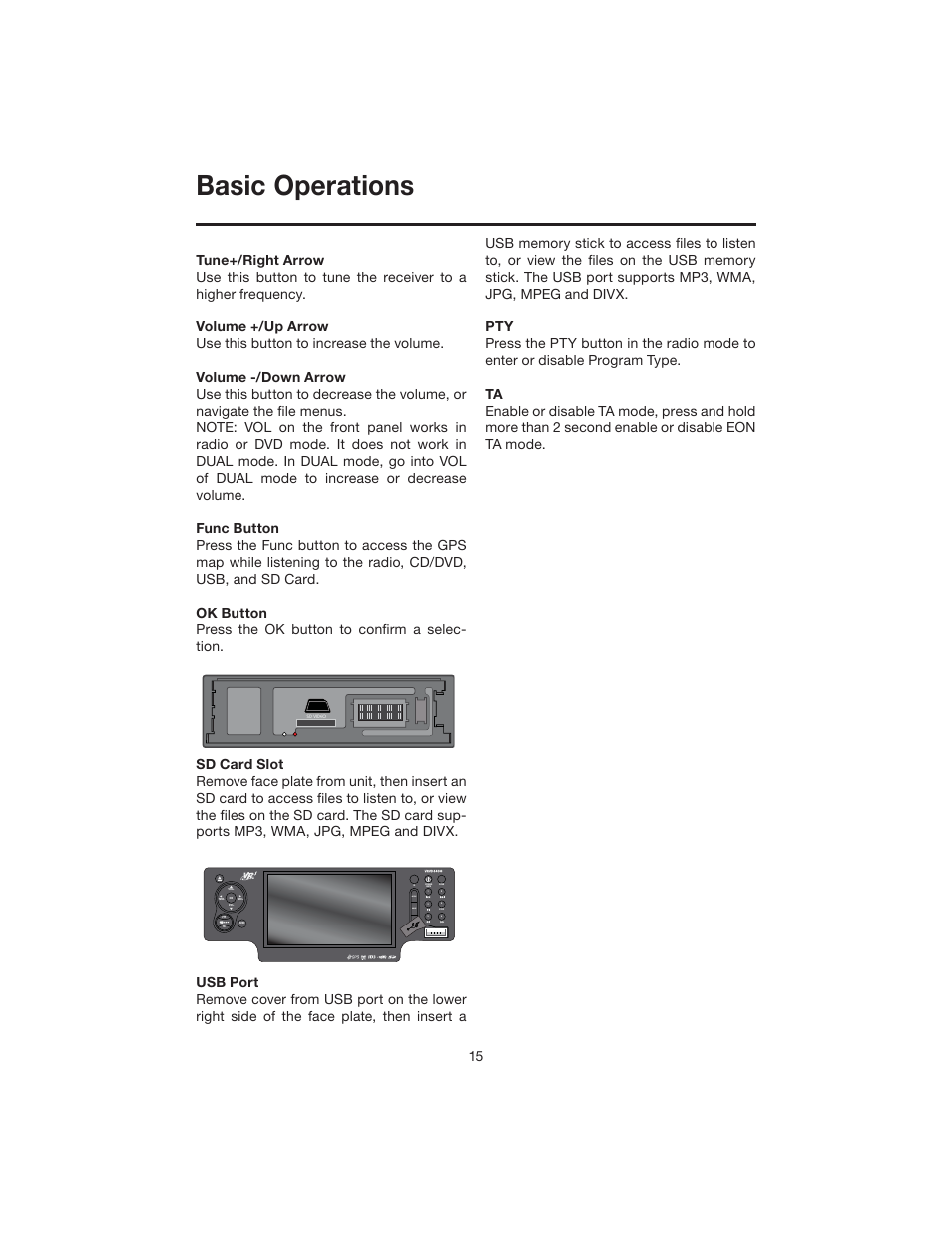 Basic operations, Mode menu band | Elite VRVD640G User Manual | Page 15 / 68