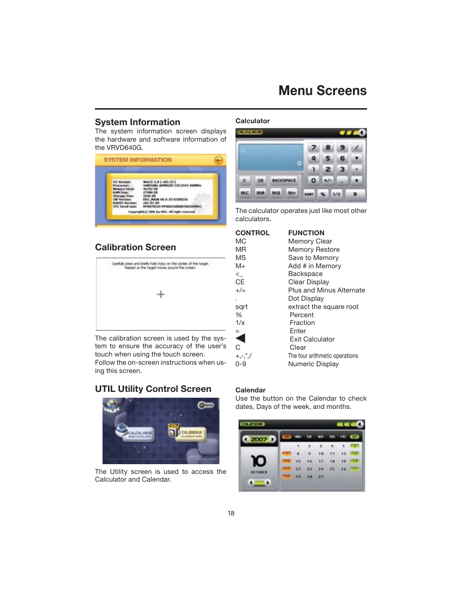Menu screens | Elite VRVD640G User Manual | Page 18 / 68