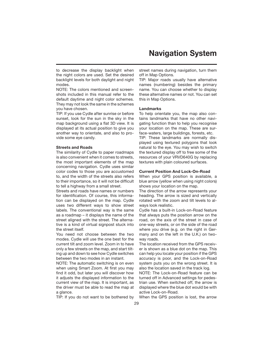 Navigation system | Elite VRVD640G User Manual | Page 29 / 68