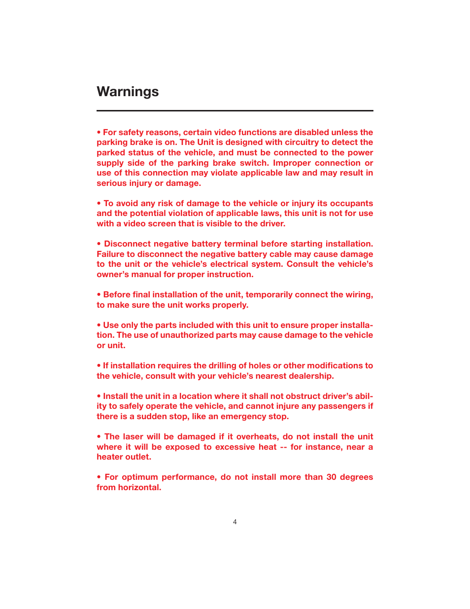 Warnings | Elite VRVD640G User Manual | Page 4 / 68
