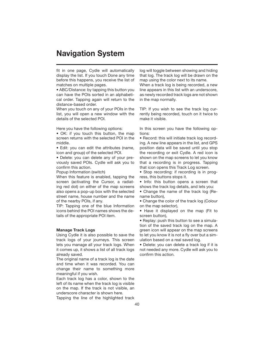 Navigation system | Elite VRVD640G User Manual | Page 40 / 68