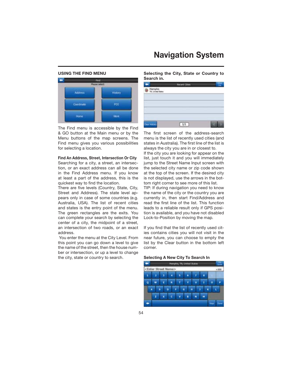 Navigation system | Elite VRVD640G User Manual | Page 54 / 68