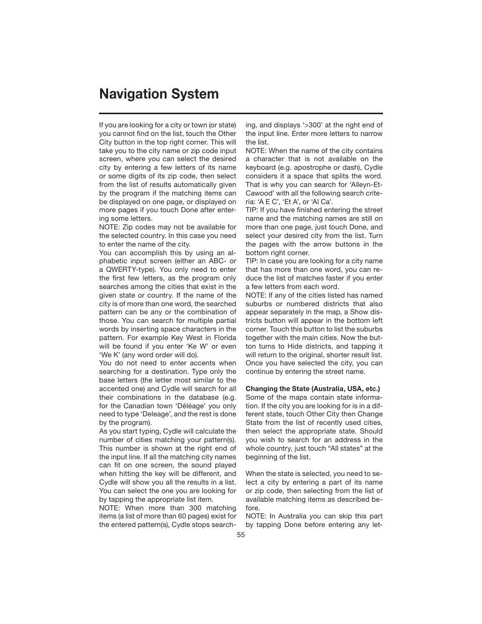Navigation system | Elite VRVD640G User Manual | Page 55 / 68