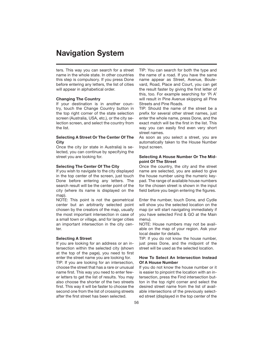 Navigation system | Elite VRVD640G User Manual | Page 56 / 68