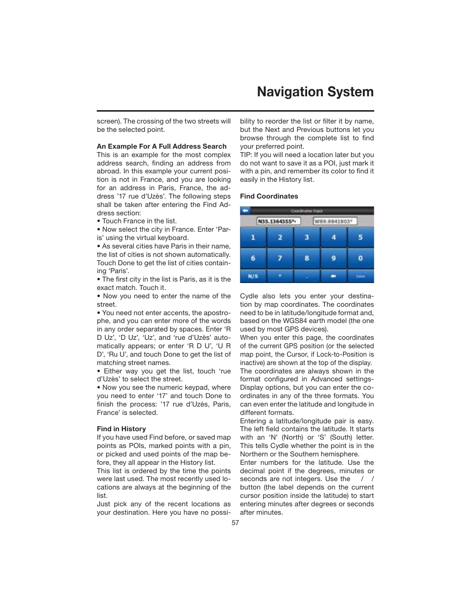 Navigation system | Elite VRVD640G User Manual | Page 57 / 68