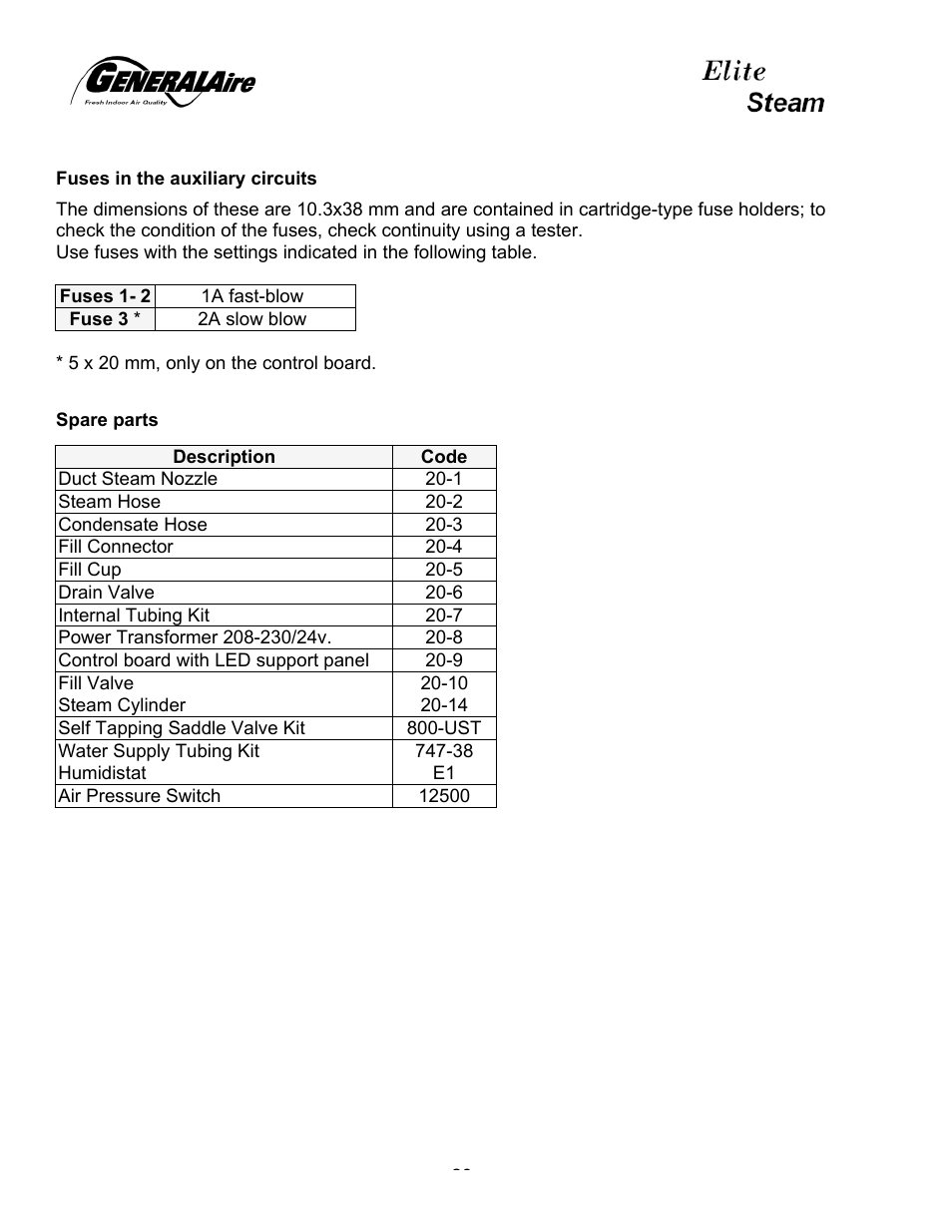 Elite Steam humidifier User Manual | Page 20 / 24