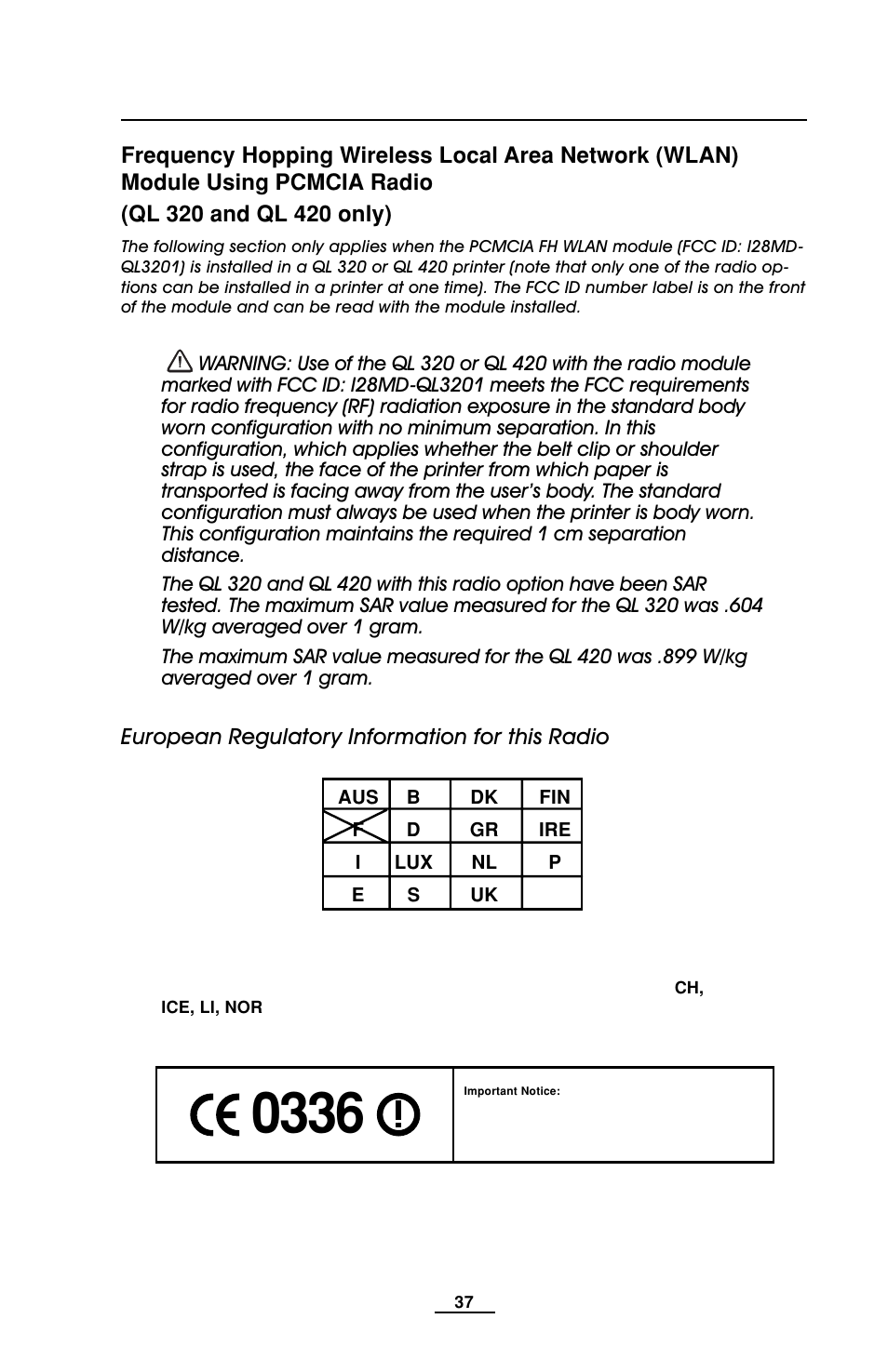 Frequency hopping, Frequency hopping for ql 320 & 420 pcmcia radio | EDGE Tech QL Series User Manual | Page 37 / 78