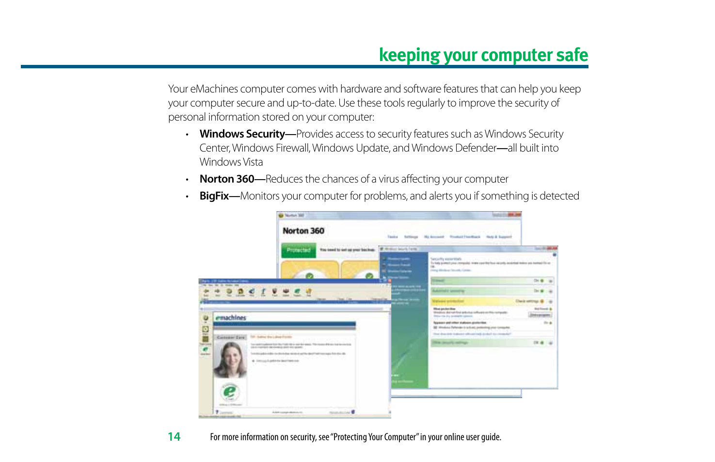 Keeping your computer safe | eMachines 8513036 User Manual | Page 14 / 24