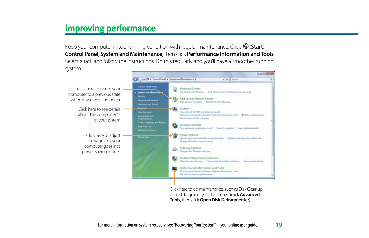 Improving performance | eMachines 8513036 User Manual | Page 19 / 24
