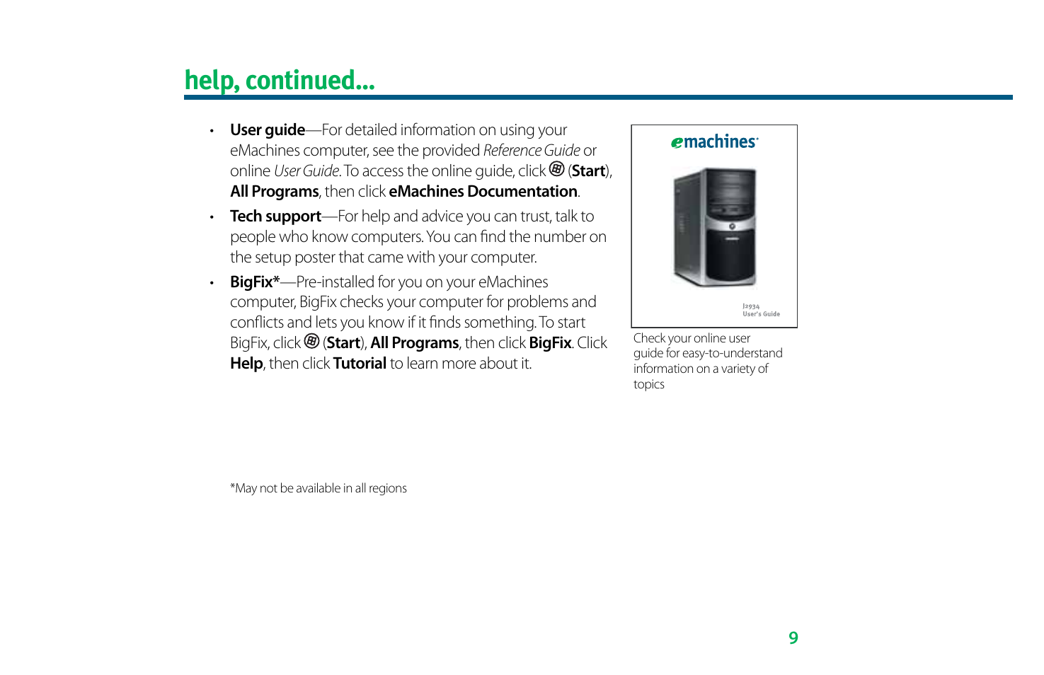 Help, continued | eMachines 8513036 User Manual | Page 9 / 24