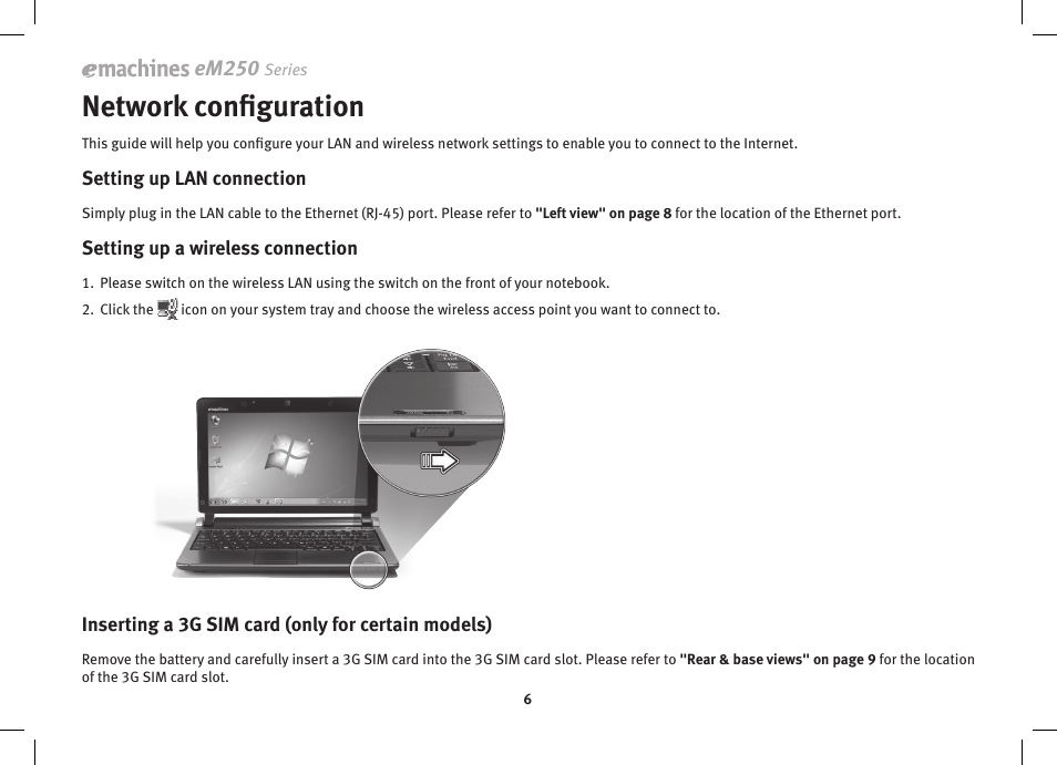 Network configuration | eMachines eM250 series User Manual | Page 8 / 12