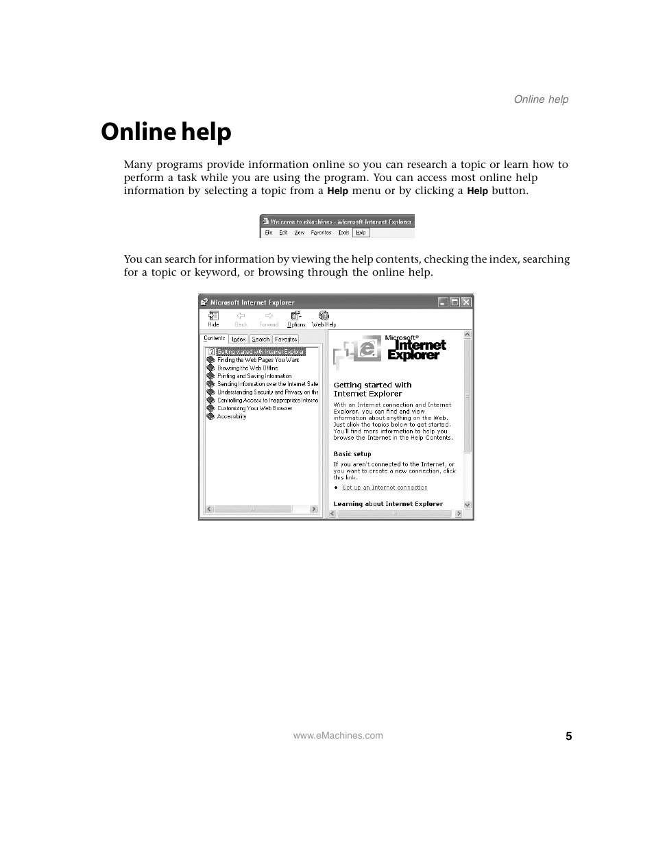 Online help | eMachines 13 User Manual | Page 11 / 96